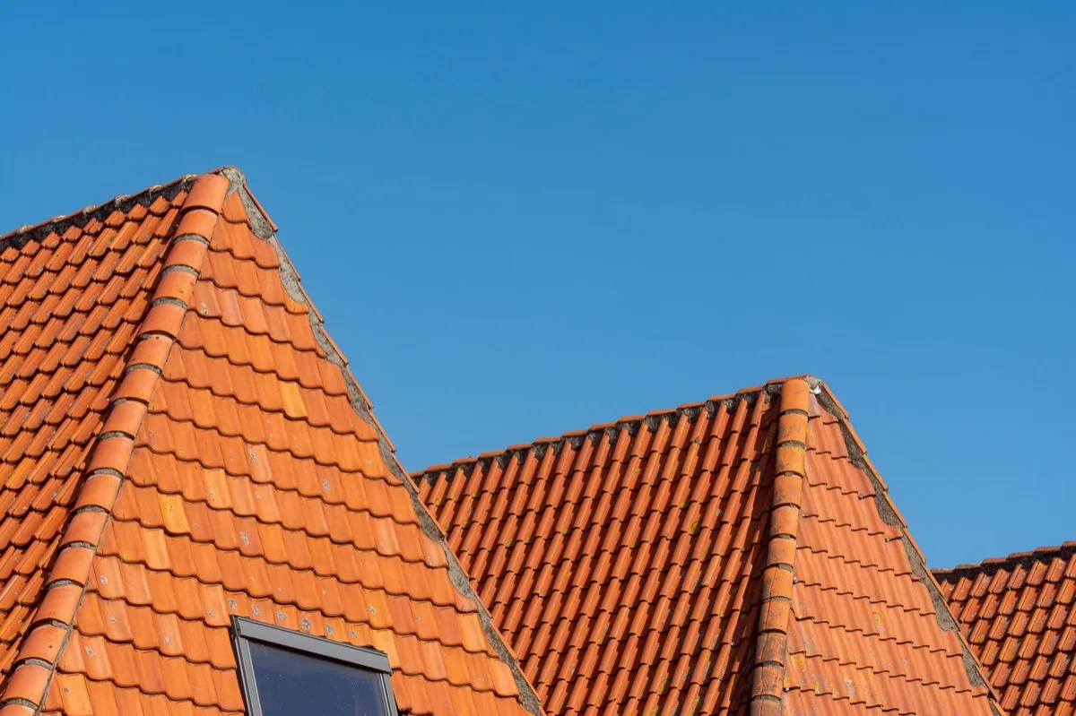 Clay barrel tile rooflines on homes in Wilmington, DE